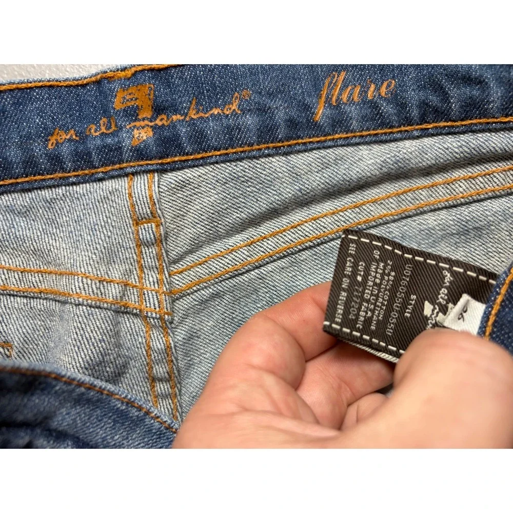 7 For All Mankind Flare Jeans Womens 29 Blue Low Rise Stretch Denim U076055U